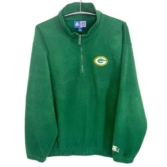 NFL OFFICIAL GREEN BAY PACKERS FOOTBALL FULL ZIP GREEN STARTER FLEECE LOGO, XL - Picture 1 of 10